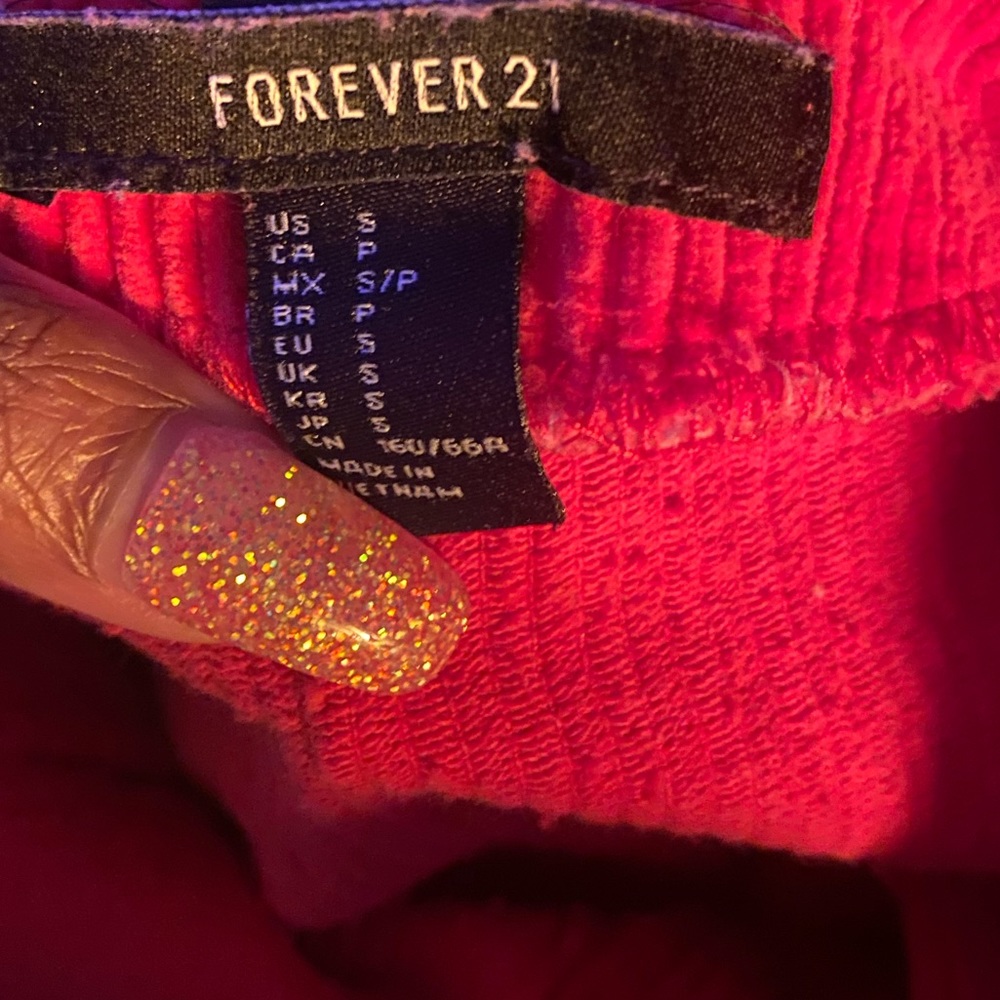 Red Ribbed Forever 21 Mini Skirt - Picture 3 of 3
